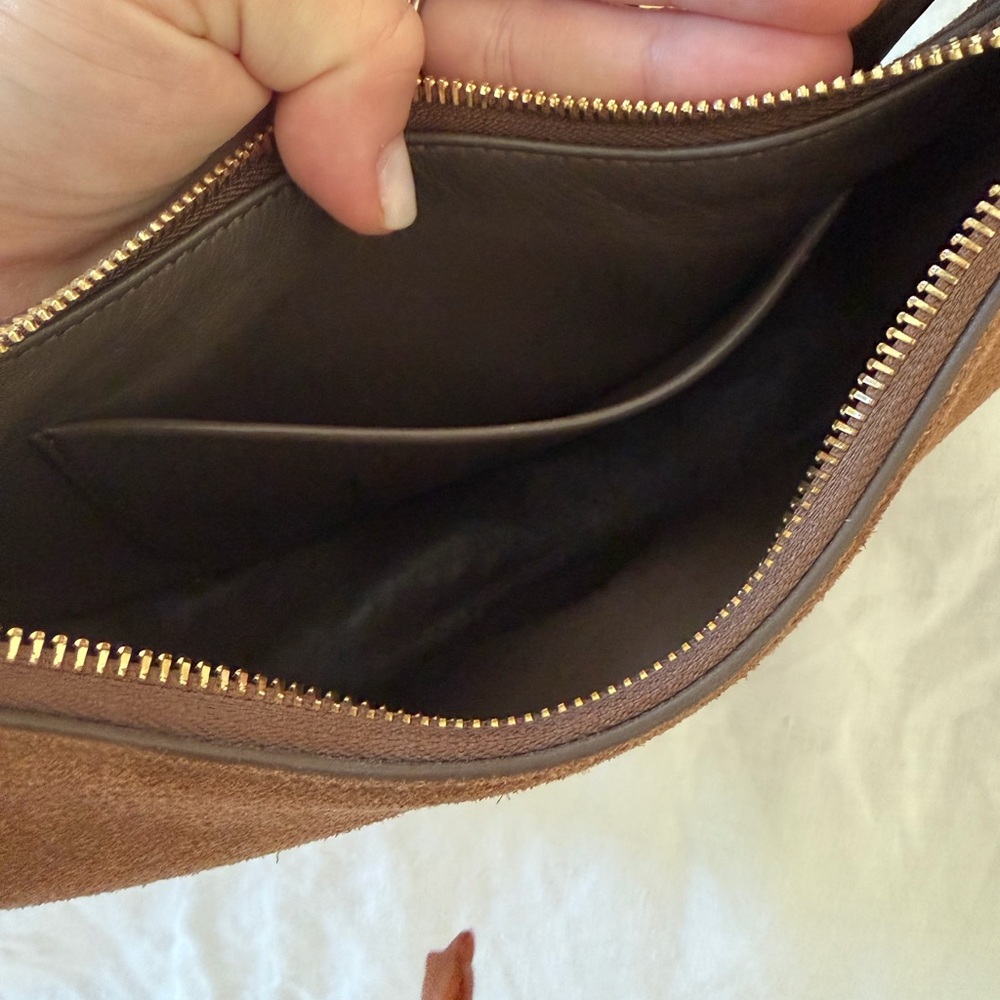 Prada Brown Suede Crescent Crossbody Bag - Picture 3 of 6